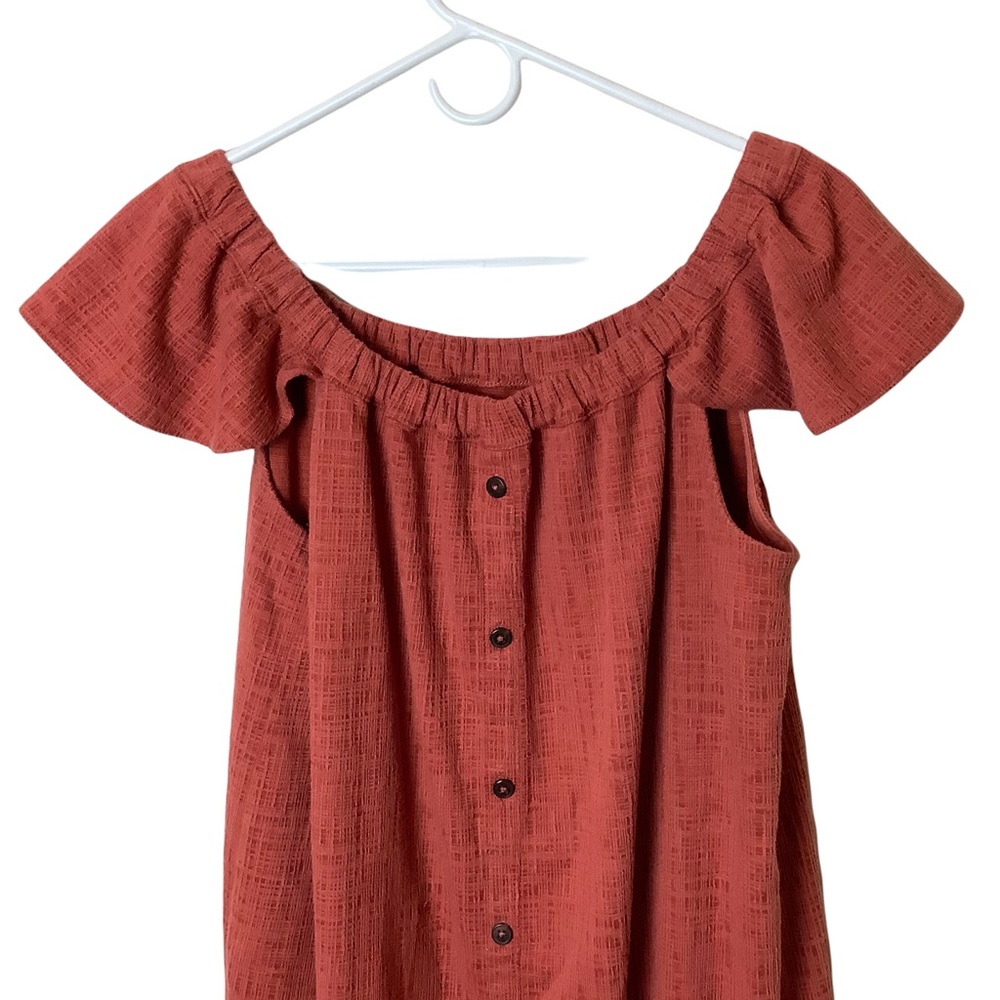 Madewell Texture & Thread Off-the-Shoulder Dress Rust Color Size Large